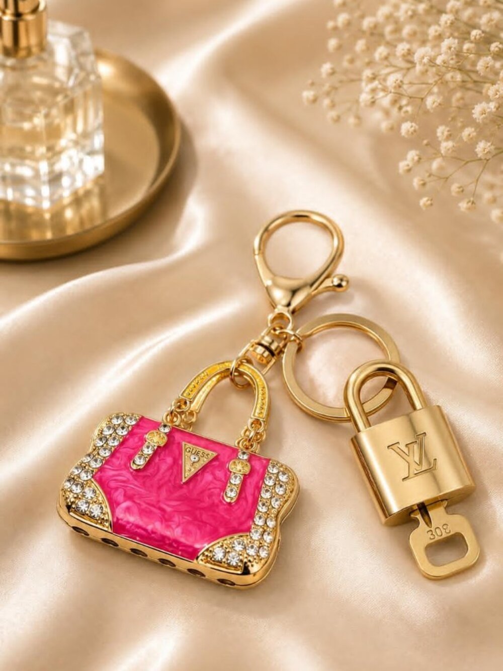Authentic Louis Vuitton Gold Padlock 🔒 Key Set w/ Unbranded Bag Charm
